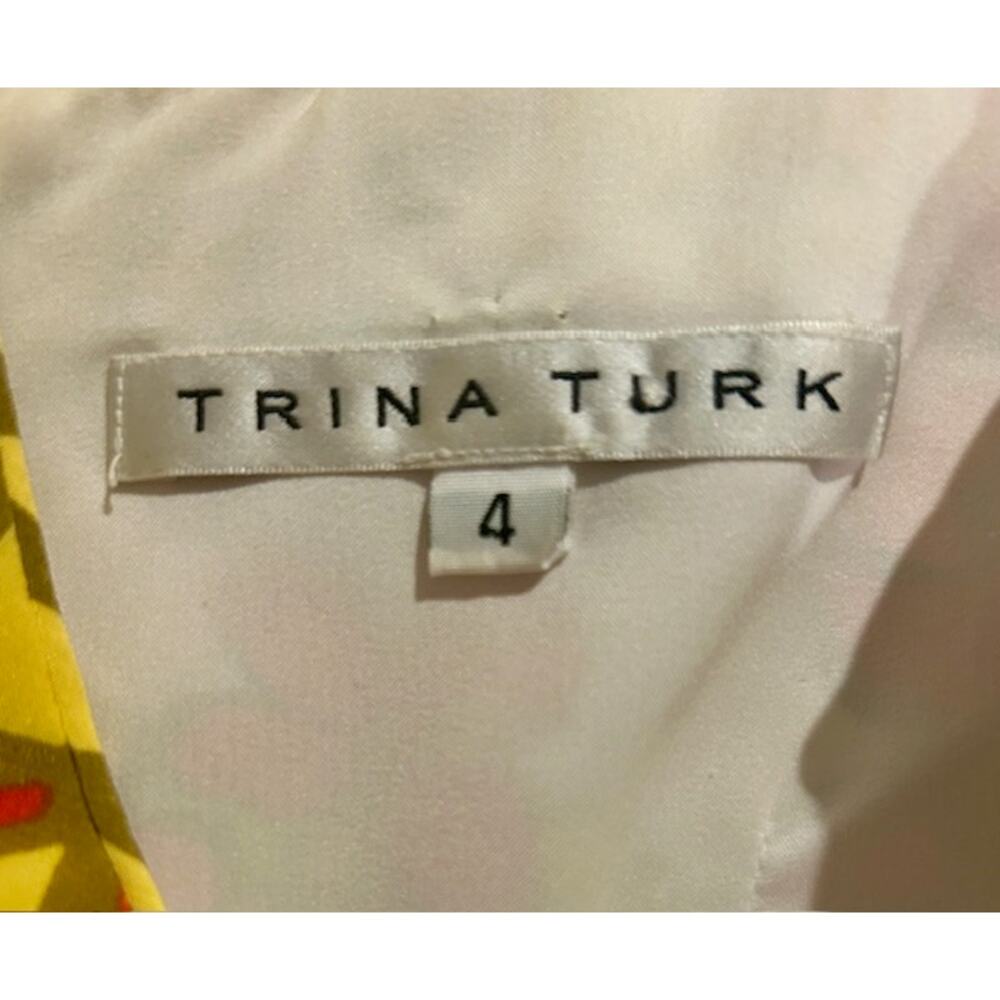 Trina Turk Floral Silk Dress Sleeveless Sheath Retro 70s Mod Mini Sz 4 Garden - Picture 5 of 5